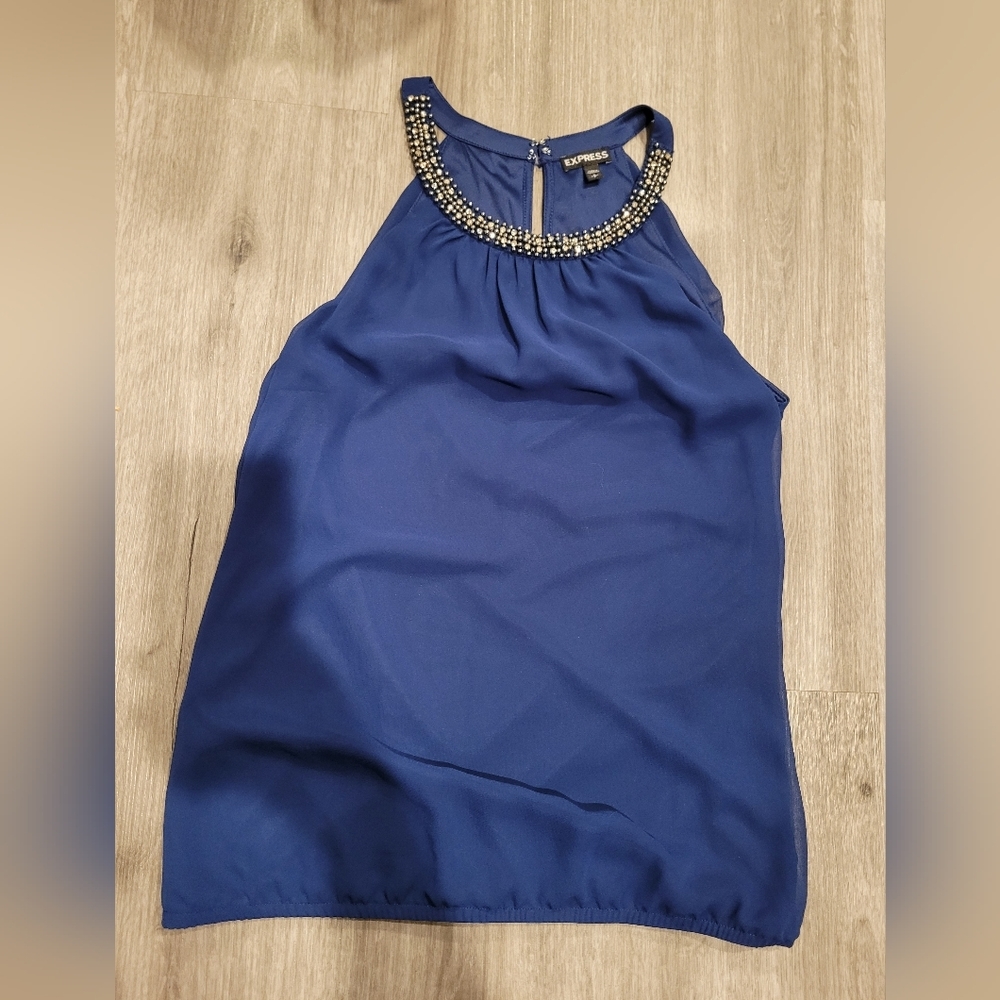 Express‎ royal blue jeweled blouse